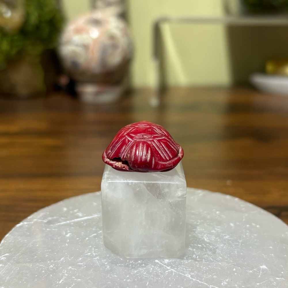 Cinnabar turtle carving - Picture 3 of 3